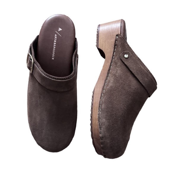 Boho Minimalist European Artisan Suede Clogs Brown Leather Mule EU 39 US 8.5-9 - Picture 2 of 8